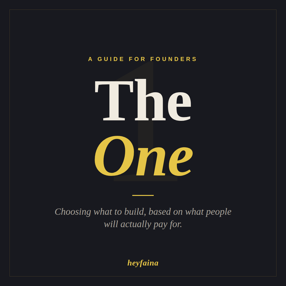 The One guide cover